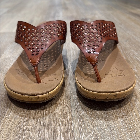 Skechers Size 7 Brown Wedge Sandals with Cork Heel - Picture 3 of 11